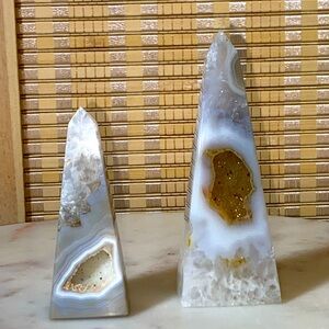 Agate Obelisk Drusy set